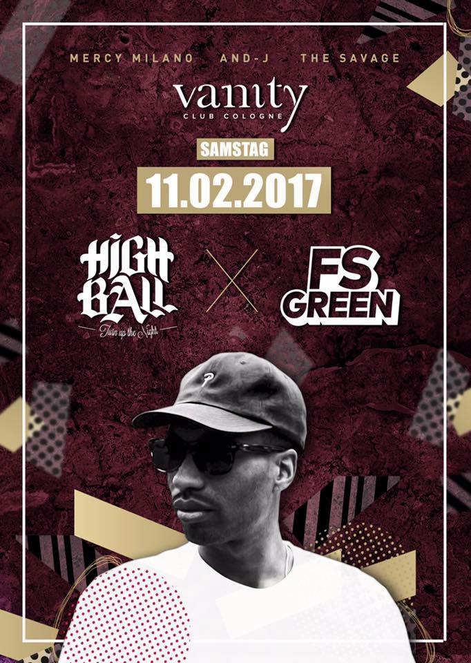 FS Green and High Ball event flyer with AND-J