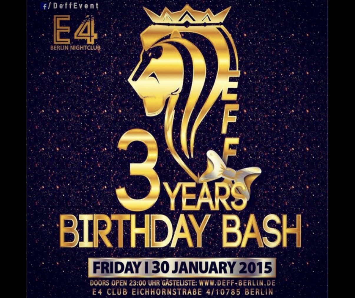 E4 Berlin · 3 years event flyer