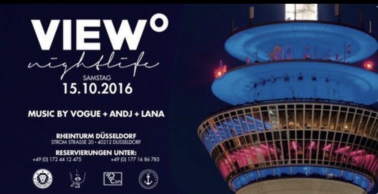 View Nightlife · Rheinturm event flyer