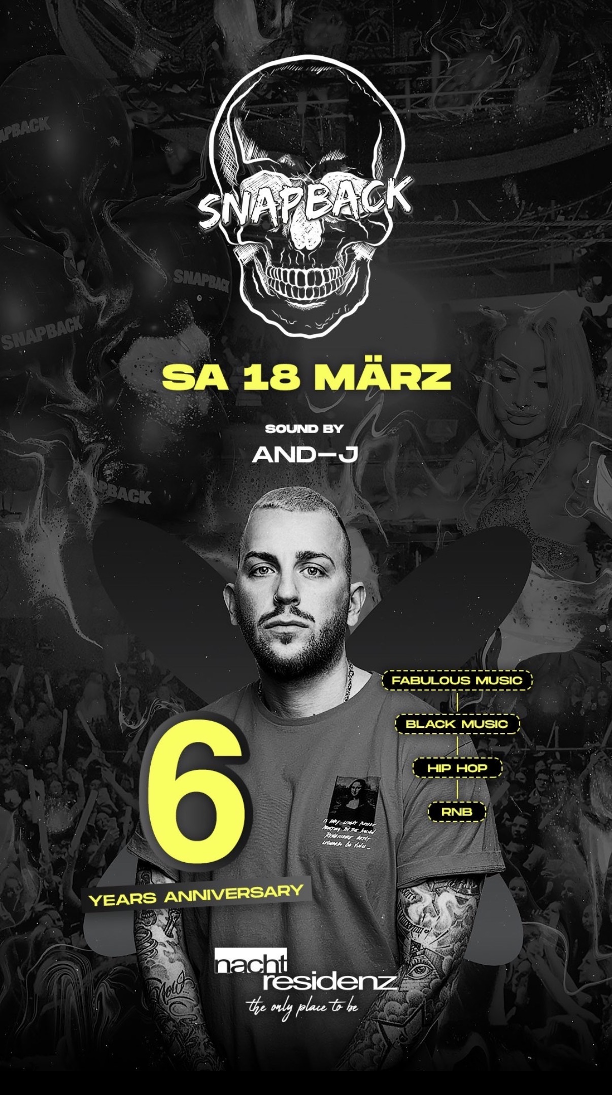 Snapback · 6 years event flyer